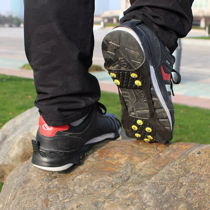Outdoor hiking shoes spikes with ice chain anti-skid feature for slippery surfaces