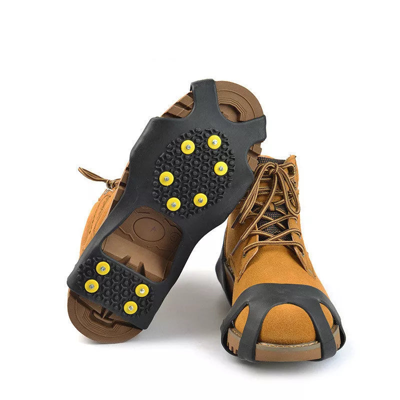 Outdoor hiking shoes spikes with ice chain anti-skid feature for slippery surfaces