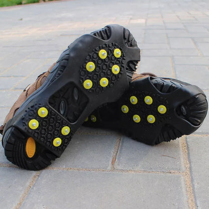 Outdoor hiking shoes spikes with ice chain anti-skid feature for slippery surfaces
