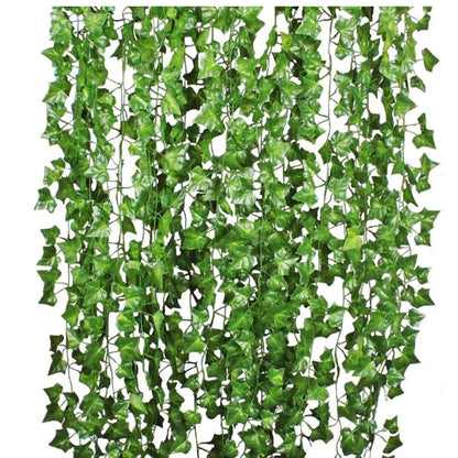 Premium silk artificial hanging plant decor with lifelike green leaves and vines, perfect for home, wedding, party, bathroom, and garden decoration