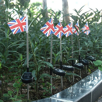 Solar LED flag light for garden decoration with American flag design on waterproof fabric