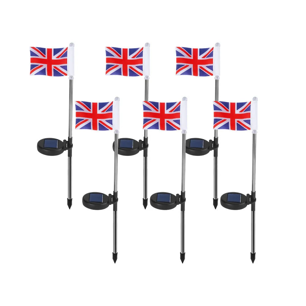 Solar LED flag light for garden decoration with American flag design on waterproof fabric
