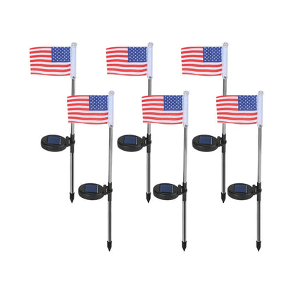 Solar LED flag light for garden decoration with American flag design on waterproof fabric