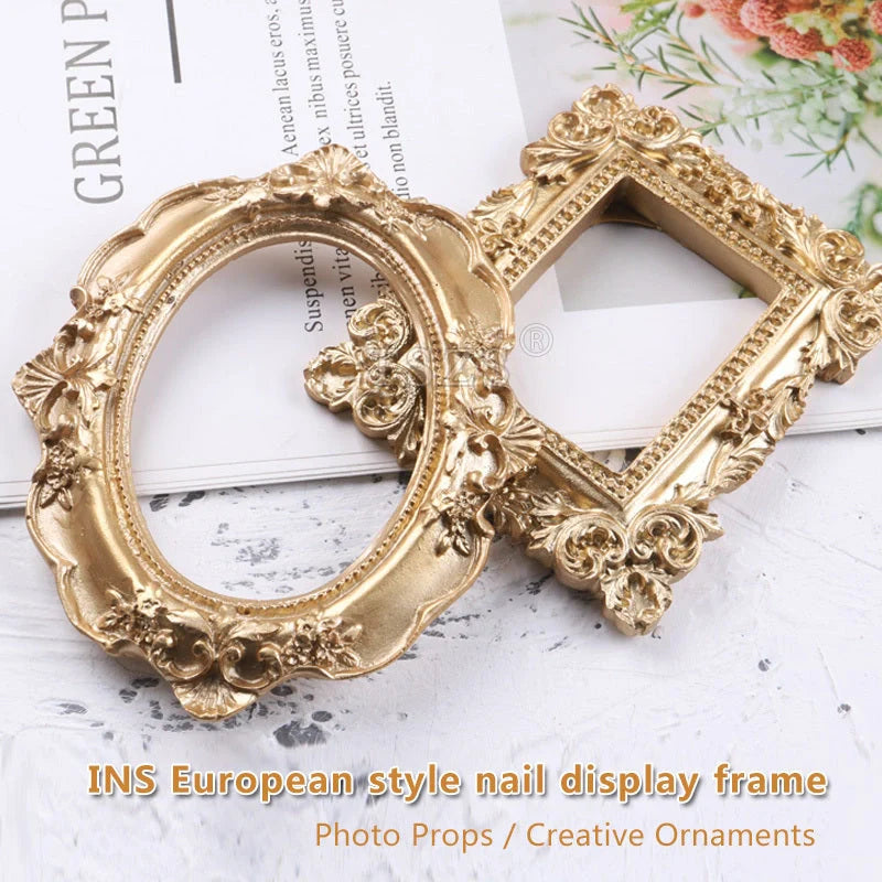 Nordic-style golden retro photo frame for jewelry and art display
