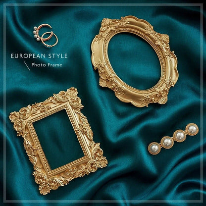 Nordic-style golden retro photo frame for jewelry and art display