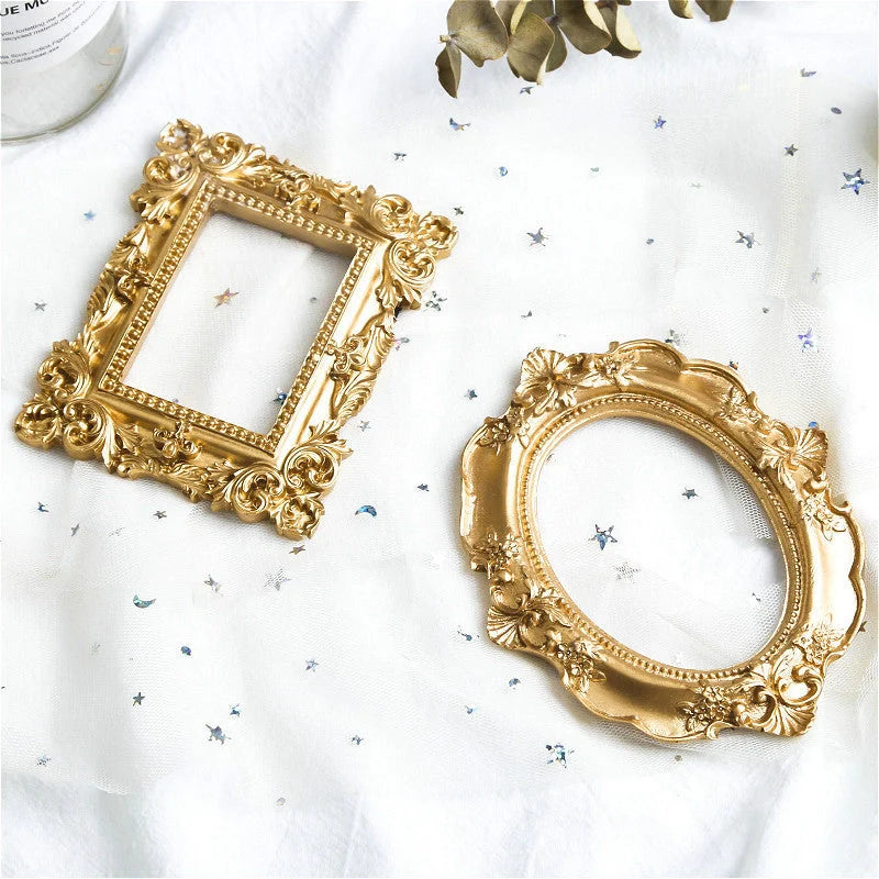 Nordic-style golden retro photo frame for jewelry and art display