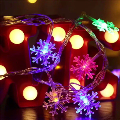 Snowflake string light garlands for Christmas tree and home winter decor