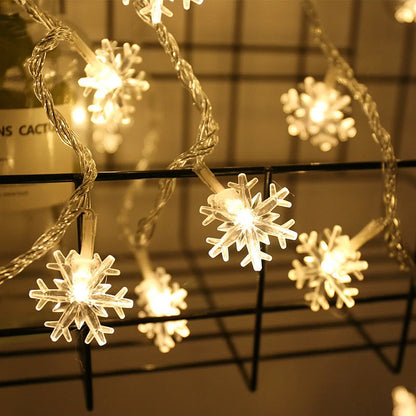 Snowflake string light garlands for Christmas tree and home winter decor