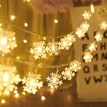 Snowflake string light garlands for Christmas tree and home winter decor
