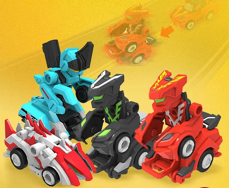 Transforming robot car toy with bounce action and multiple car modes