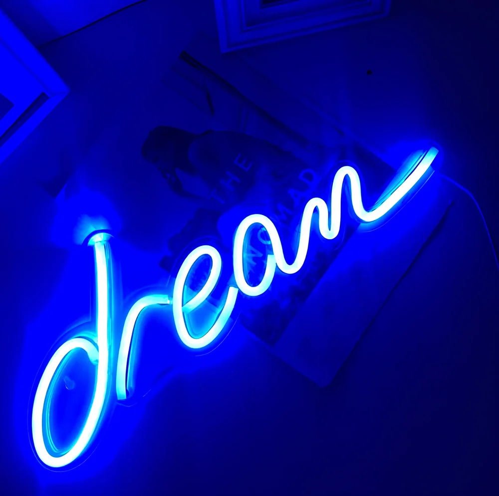 LED pendant light with 45cm acrylic backboard showing uppercase and lowercase lettering options