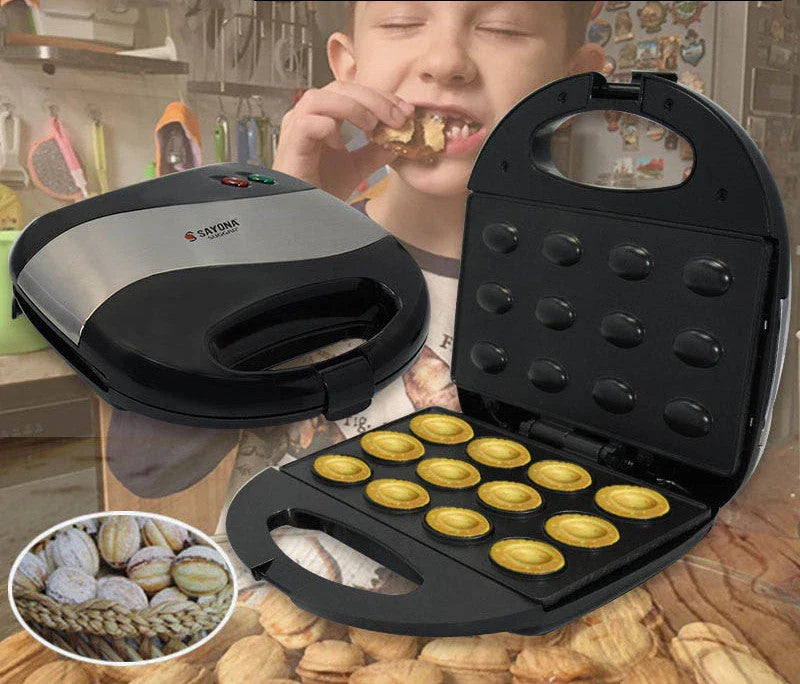 Mini Nut Sandwich Maker with double-sided heating tray, non-stick coating, and advanced temperature control system