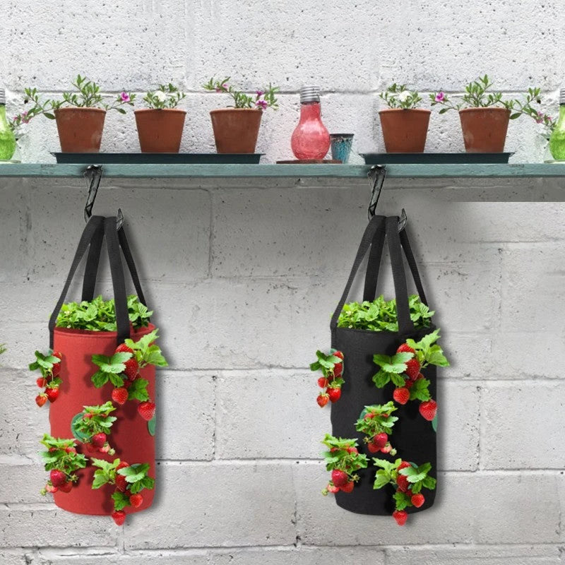 Breathable fabric vertical planter bag with 13 holes for easy plant monitoring and harvesting