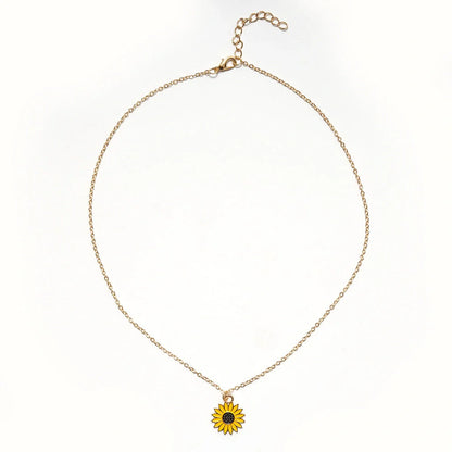 Stylish yellow sunflower pendant necklace with adjustable chain
