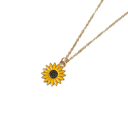 Stylish yellow sunflower pendant necklace with adjustable chain