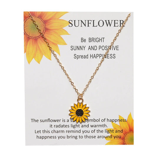 Stylish yellow sunflower pendant necklace with adjustable chain