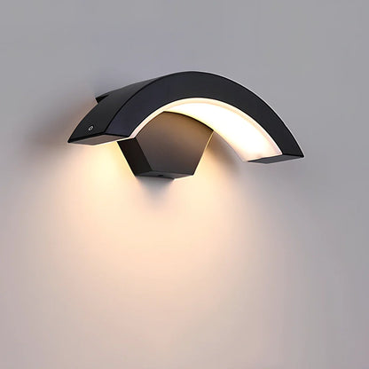 Curved moon-shaped LED wall light with motion sensor, acrylic shell, dimensions 290x100x91mm