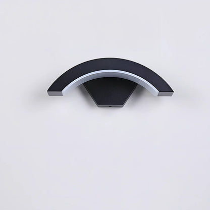 Curved moon-shaped LED wall light with motion sensor, acrylic shell, dimensions 290x100x91mm