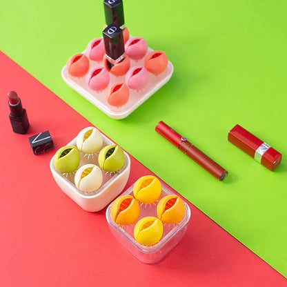 Stylish lipstick organizer box with unique flower petal design, made from durable ABS plastic and TPE silicone materials
