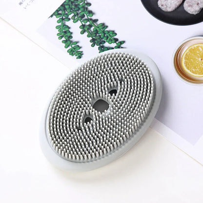 Multifunctional silicone soap holder and cleaning brush set in various Nordic-inspired colors and shapes