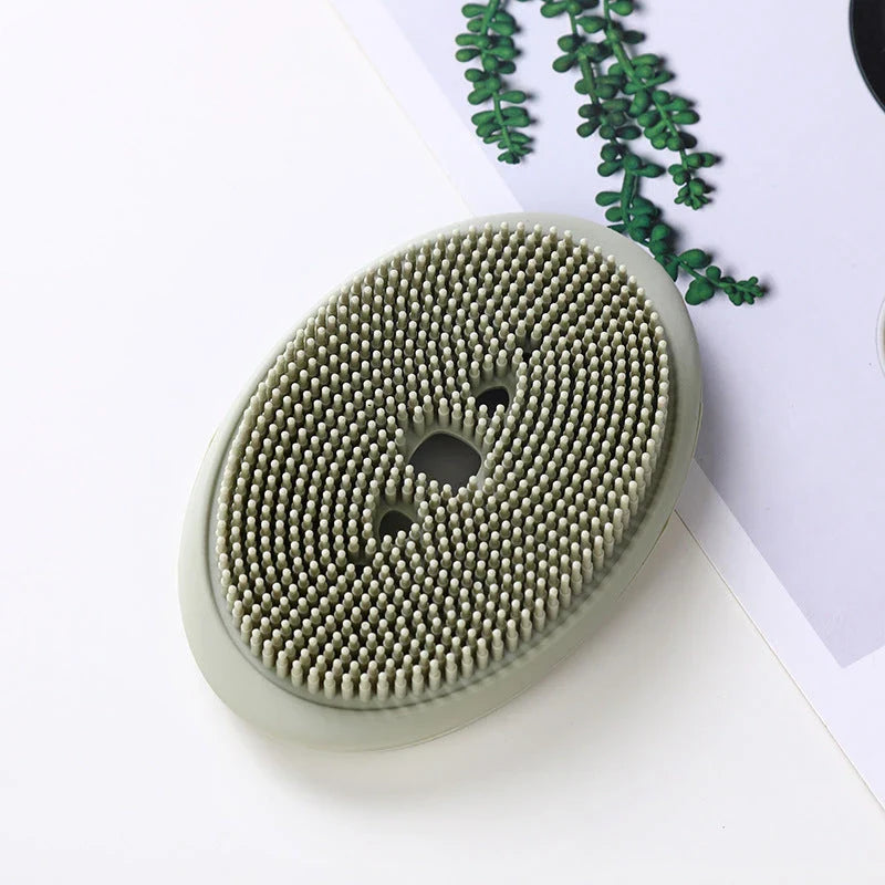 Multifunctional silicone soap holder and cleaning brush set in various Nordic-inspired colors and shapes