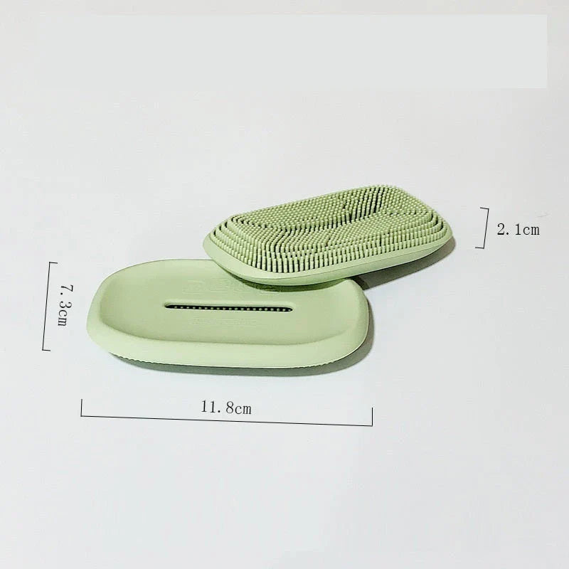 Multifunctional silicone soap holder and cleaning brush set in various Nordic-inspired colors and shapes