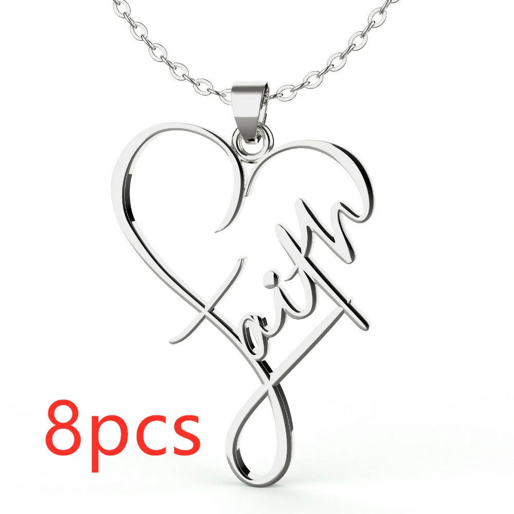 Heart of Faith Pendant Necklace in stainless steel with adjustable 50cm chain
