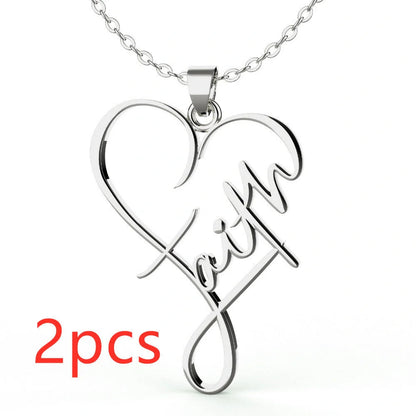 Heart of Faith Pendant Necklace in stainless steel with adjustable 50cm chain