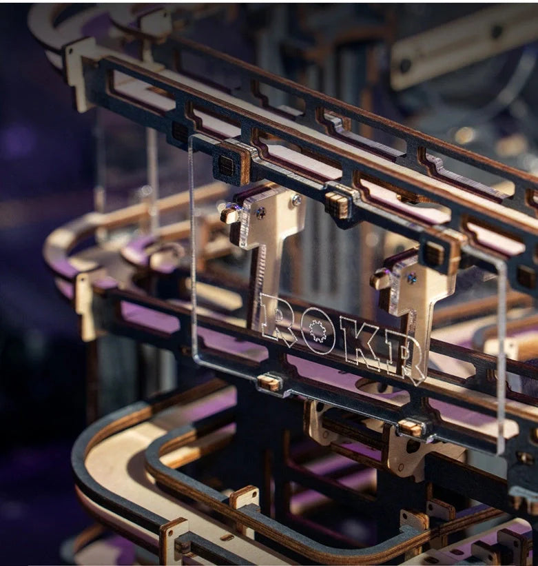 Marble Night City 3D Wooden Puzzle with steel marbles and multiple tracks