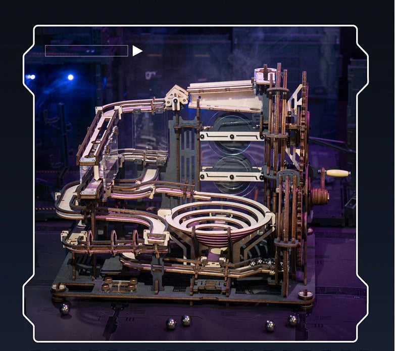 Marble Night City 3D Wooden Puzzle with steel marbles and multiple tracks