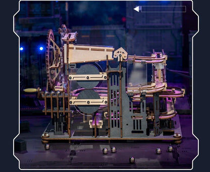 Marble Night City 3D Wooden Puzzle with steel marbles and multiple tracks