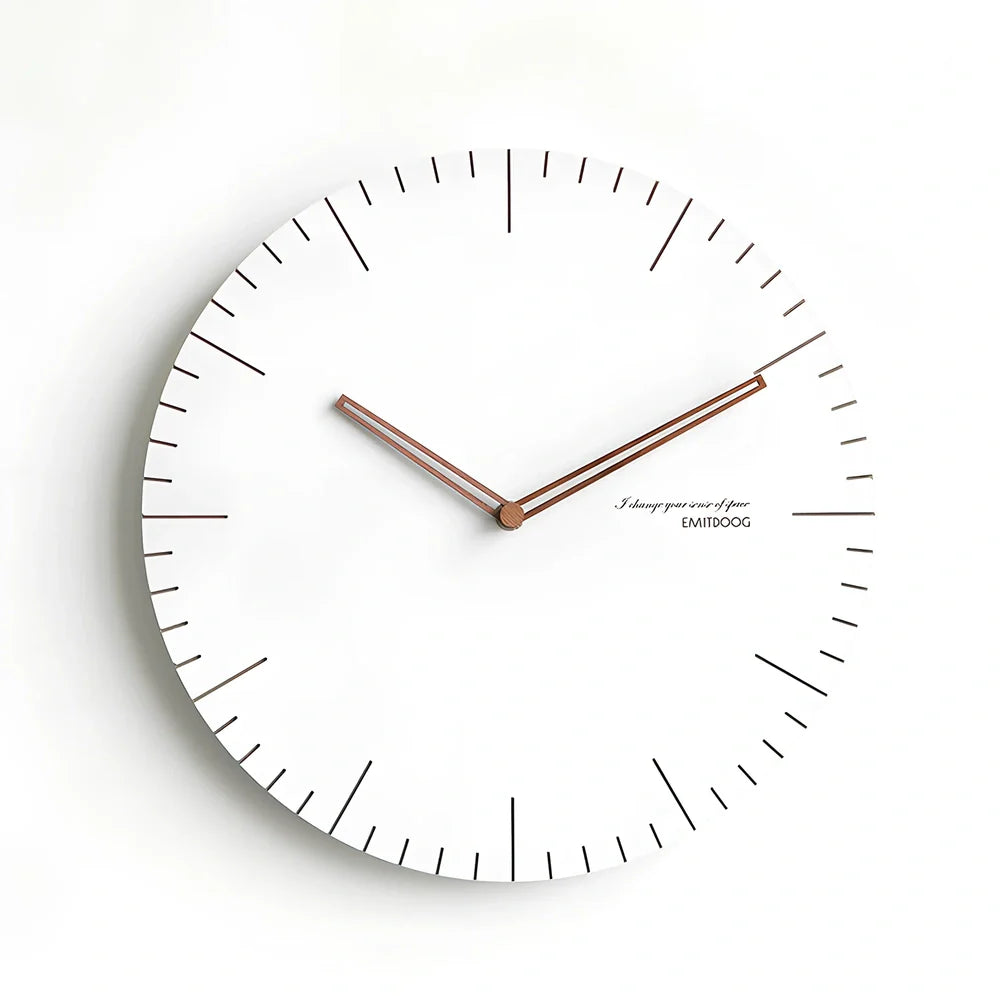 Geralt material wall clock with silent sweep movement in white, available in 12-inch and 15-inch diameters