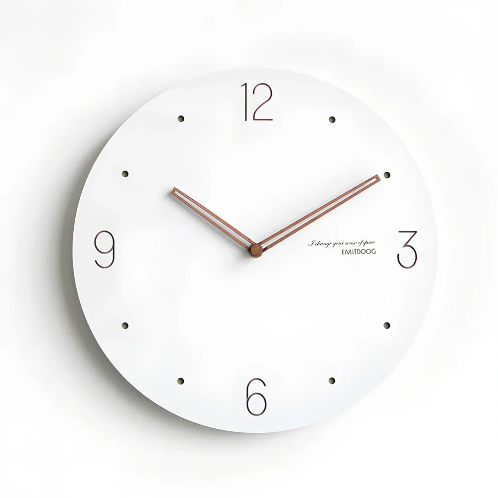 Geralt material wall clock with silent sweep movement in white, available in 12-inch and 15-inch diameters