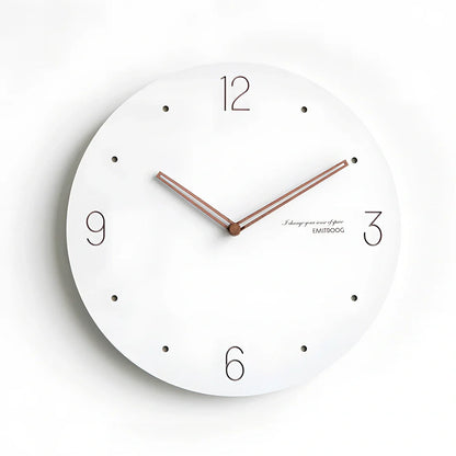 Geralt material wall clock with silent sweep movement in white, available in 12-inch and 15-inch diameters