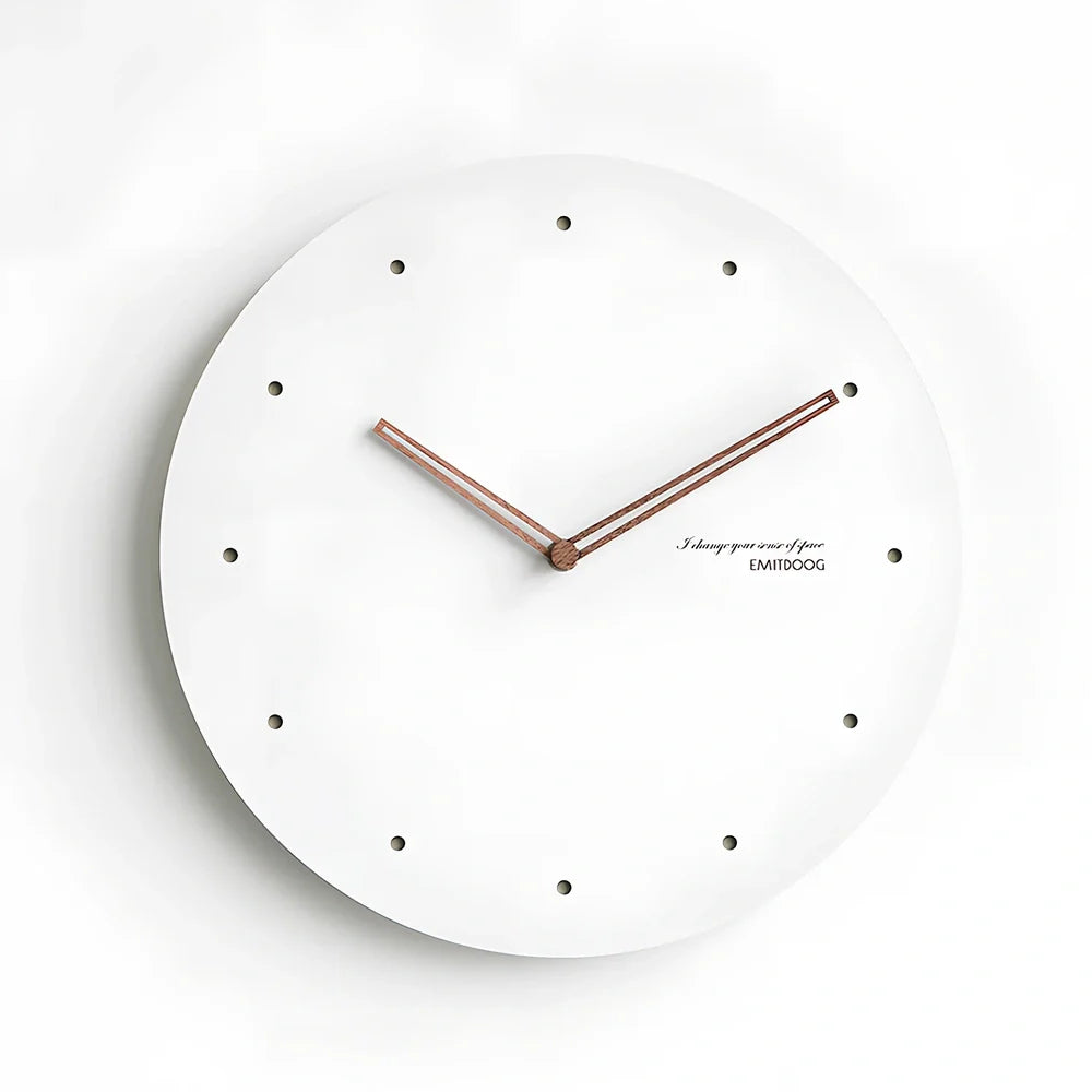 Geralt material wall clock with silent sweep movement in white, available in 12-inch and 15-inch diameters