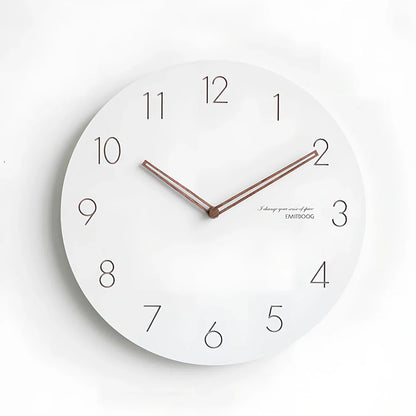 Geralt material wall clock with silent sweep movement in white, available in 12-inch and 15-inch diameters