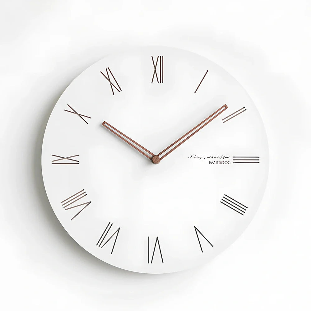 Geralt material wall clock with silent sweep movement in white, available in 12-inch and 15-inch diameters