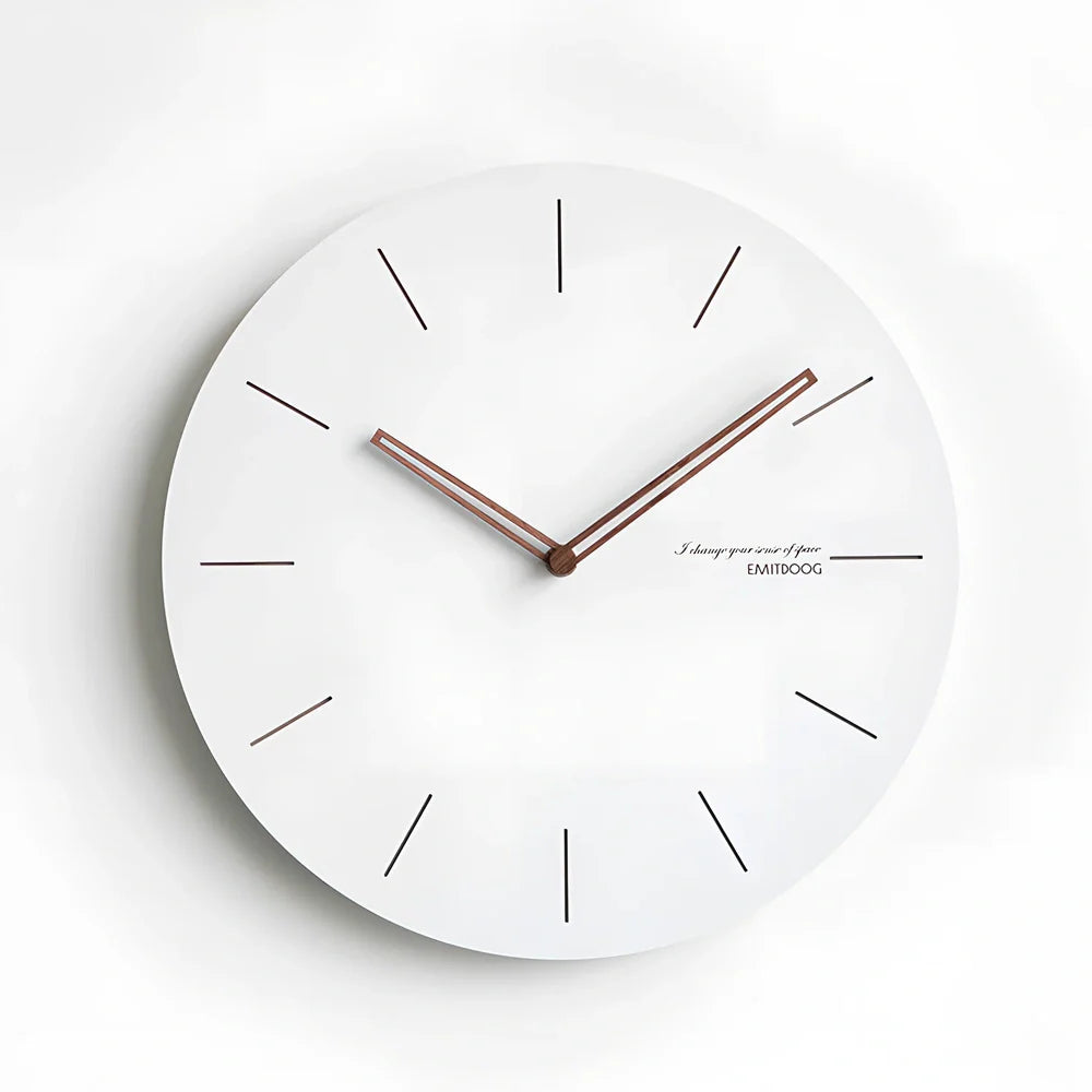 Geralt material wall clock with silent sweep movement in white, available in 12-inch and 15-inch diameters