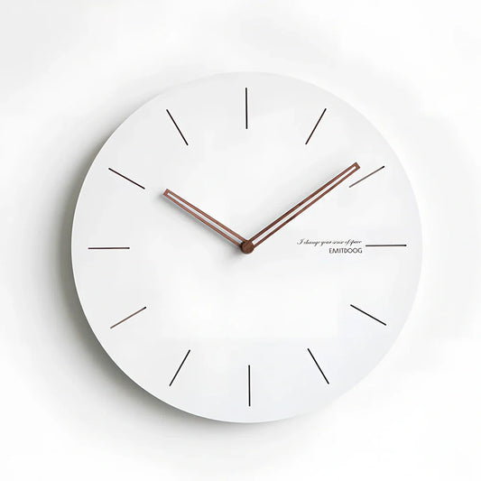 Geralt material wall clock with silent sweep movement in white, available in 12-inch and 15-inch diameters
