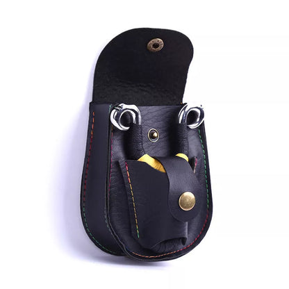 Leather slingshot belt bag for durable steel ball or marble storage