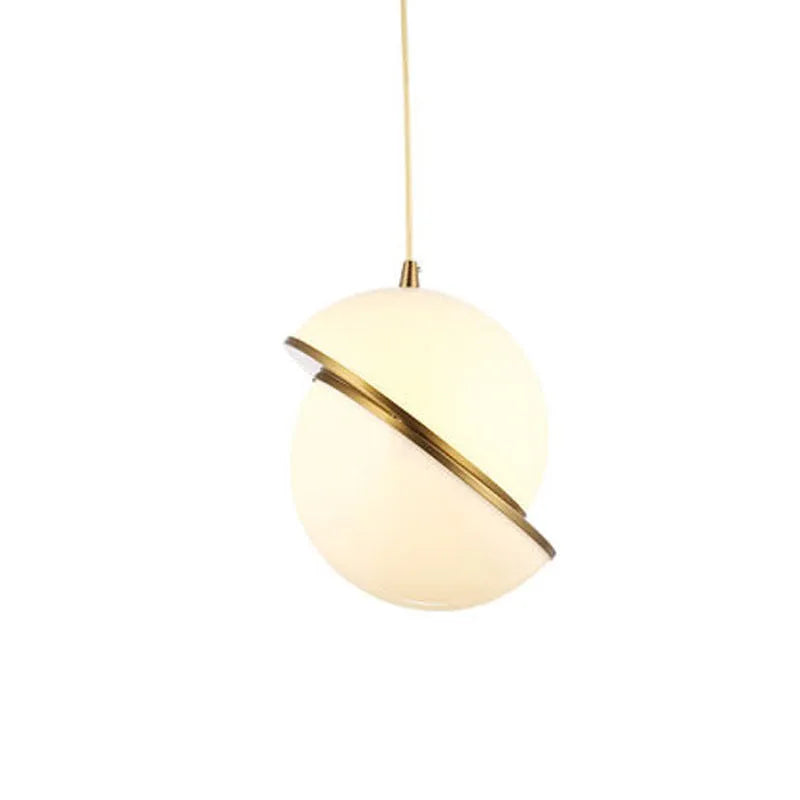 Nordic single head LED pendant light with white glass ball lampshade and iron body, 20cm or 25cm, 220V