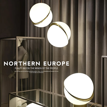 Nordic single head LED pendant light with white glass ball lampshade and iron body, 20cm or 25cm, 220V