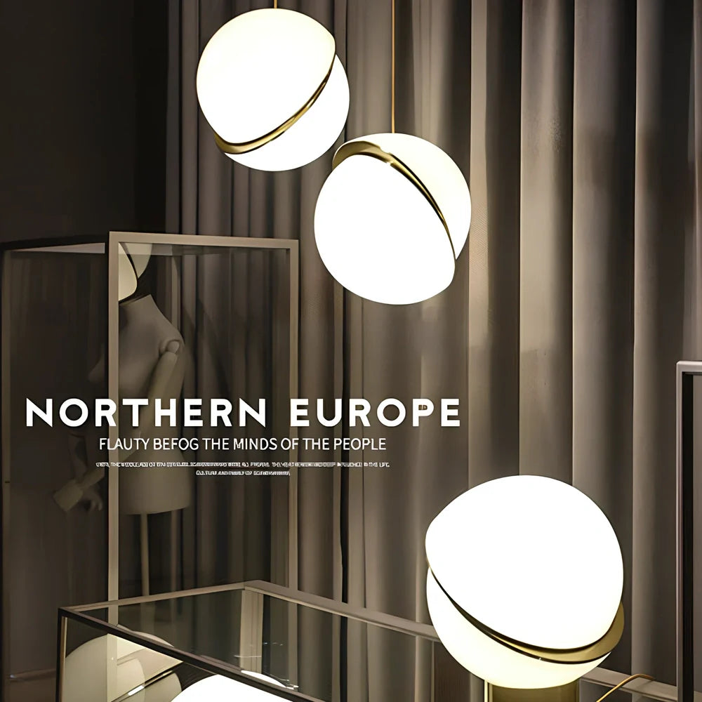 Nordic modern pendant light with spherical white shade and adjustable 1.5m suspension cord