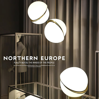 Nordic modern pendant light with spherical white shade and adjustable 1.5m suspension cord