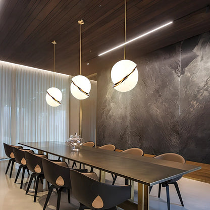 Nordic modern pendant light with spherical white shade and adjustable 1.5m suspension cord