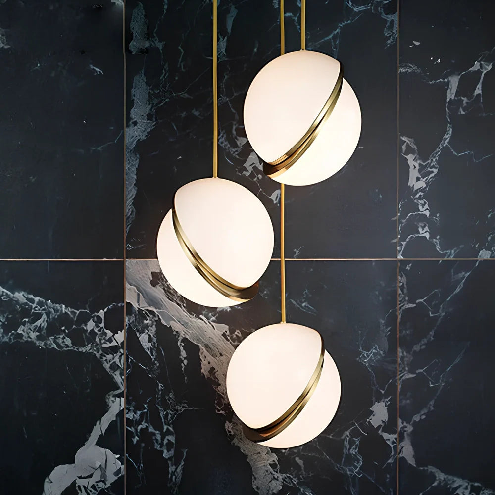 Nordic modern pendant light with spherical white shade and adjustable 1.5m suspension cord