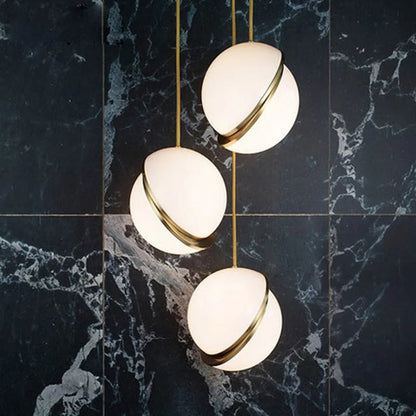 Nordic single head LED pendant light with white glass ball lampshade and iron body, 20cm or 25cm, 220V