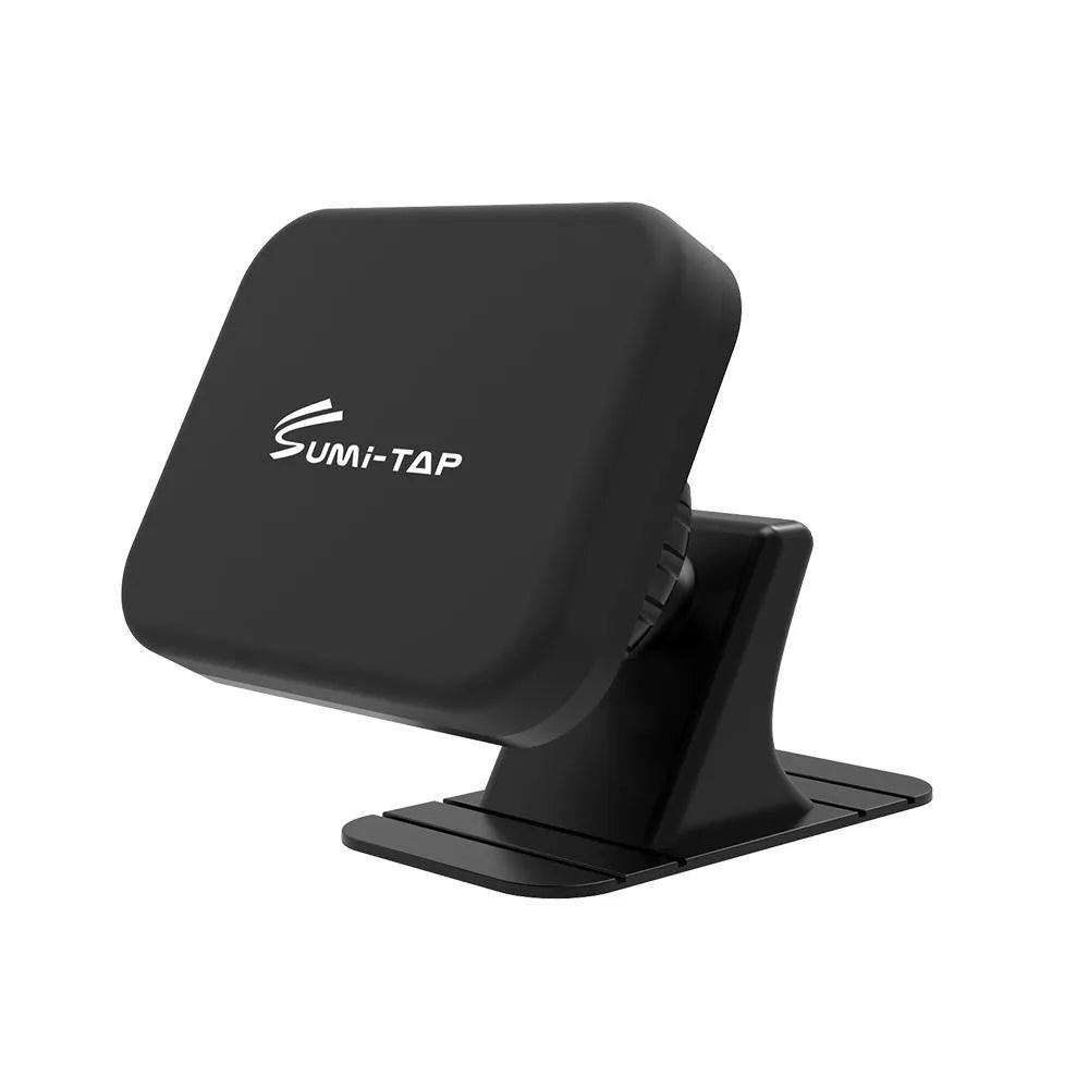 Magnetic car phone holder with nylon base and silicone surface, available in black, blue, or grey.