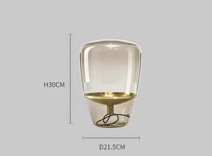 Scandinavian minimalist glass table lamp with iron body in gold, grey, rose gold or white colour options