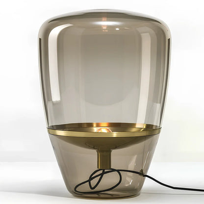 Scandinavian minimalist glass table lamp with iron body in gold, grey, rose gold or white colour options